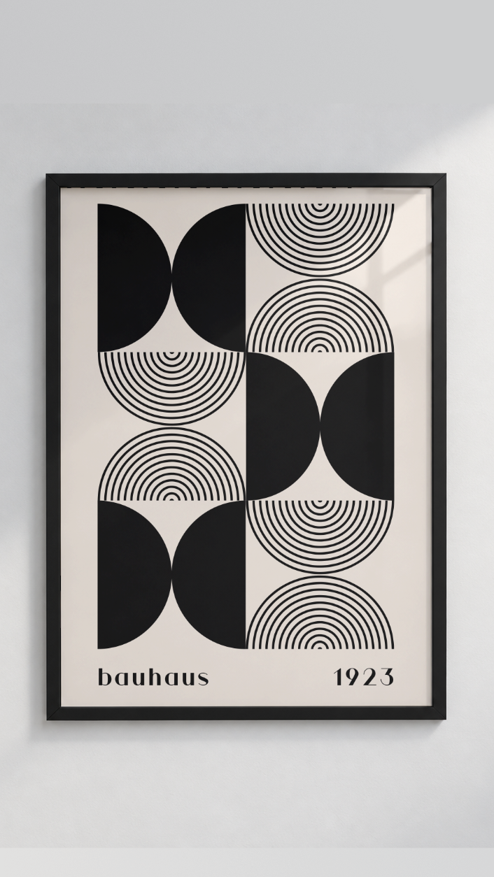 Bauhaus Frankfurt Oktober 1923 – Concentric Semicircle Line Art Framed Print