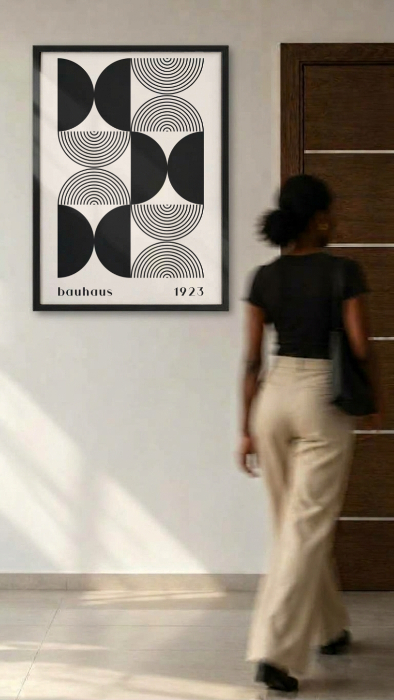 Bauhaus Frankfurt Oktober 1923 – Concentric Semicircle Line Art Framed Print