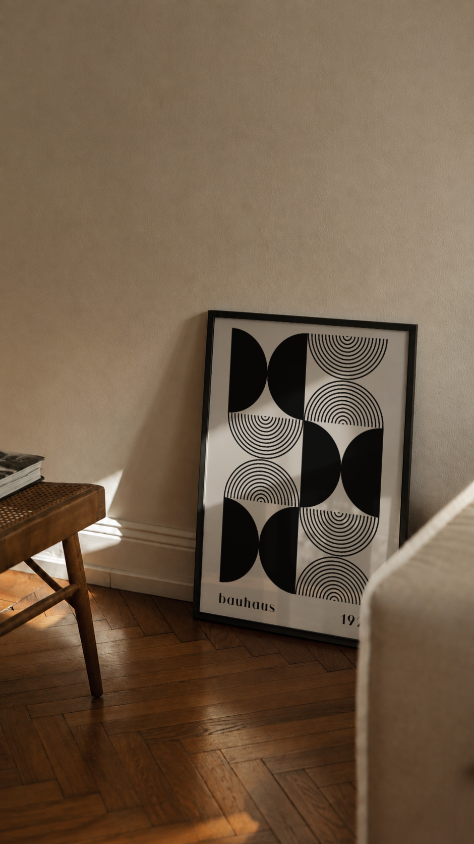 Bauhaus Frankfurt Oktober 1923 – Concentric Semicircle Line Art Framed Print