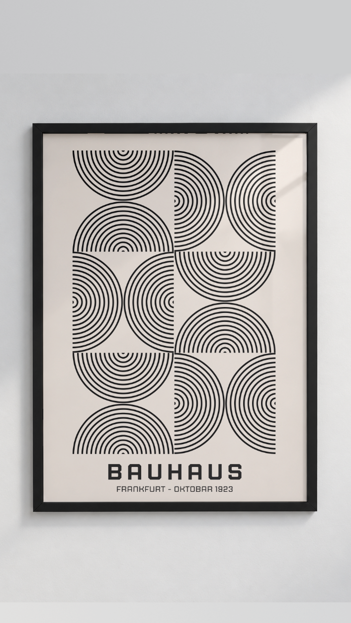 Bauhaus Frankfurt Oktober 1923 – Concentric Semicircle Line Art Framed Print