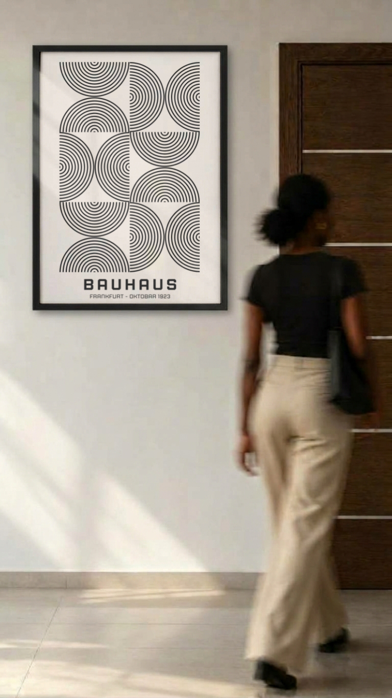 Bauhaus Frankfurt Oktober 1923 – Concentric Semicircle Line Art Framed Print