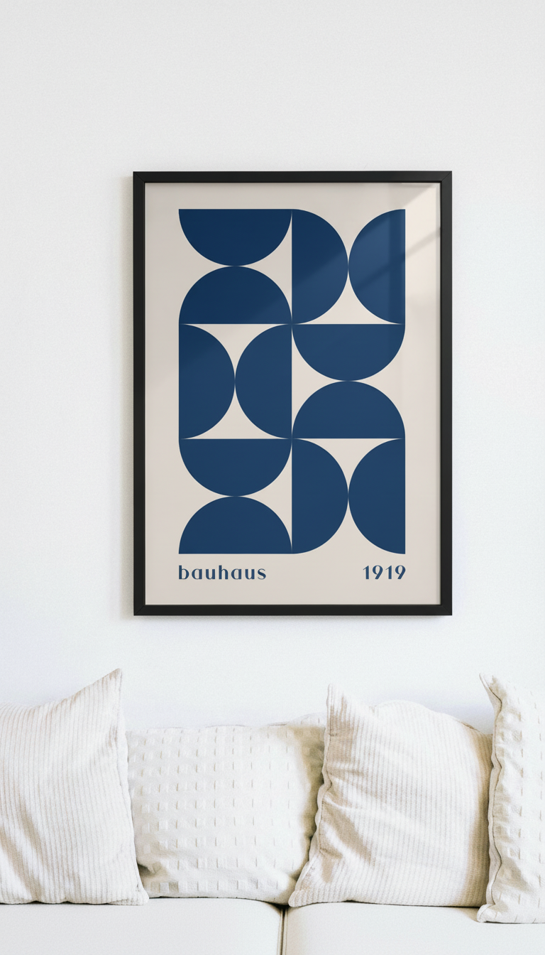 Bauhaus 1919 – Black and Cream Semicircle Framed Art Print