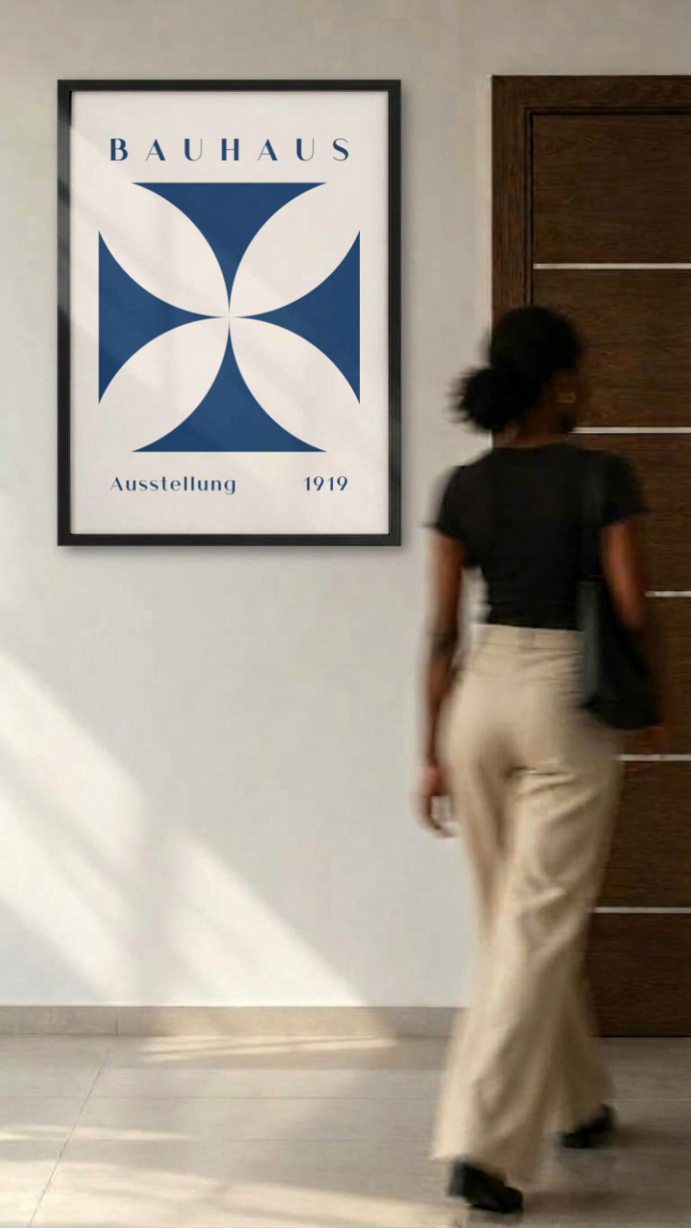Bauhaus Ausstellung 1919 – Geometric Flower Framed Art Print
