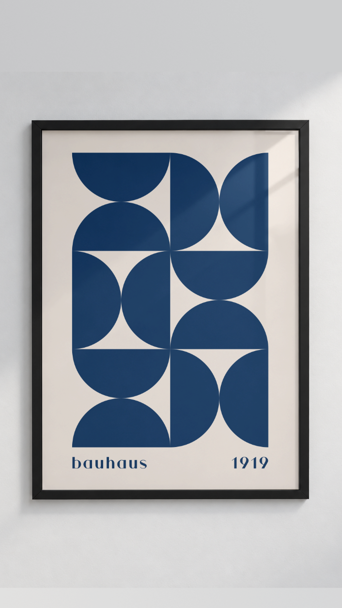 Bauhaus 1919 – Black and Cream Semicircle Framed Art Print