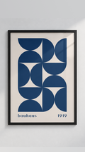 Bauhaus 1919 – Black and Cream Semicircle Framed Art Print