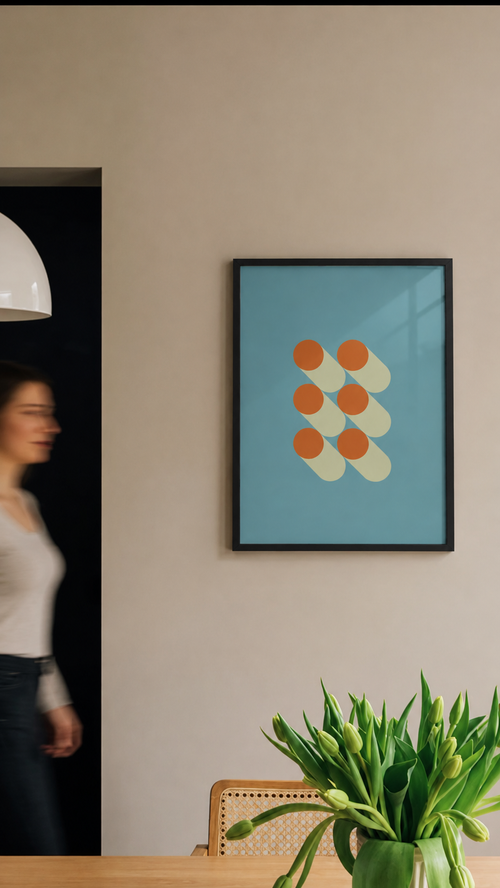 Bauhaus - Mid-Century Geometric Circles Framed Art Print
