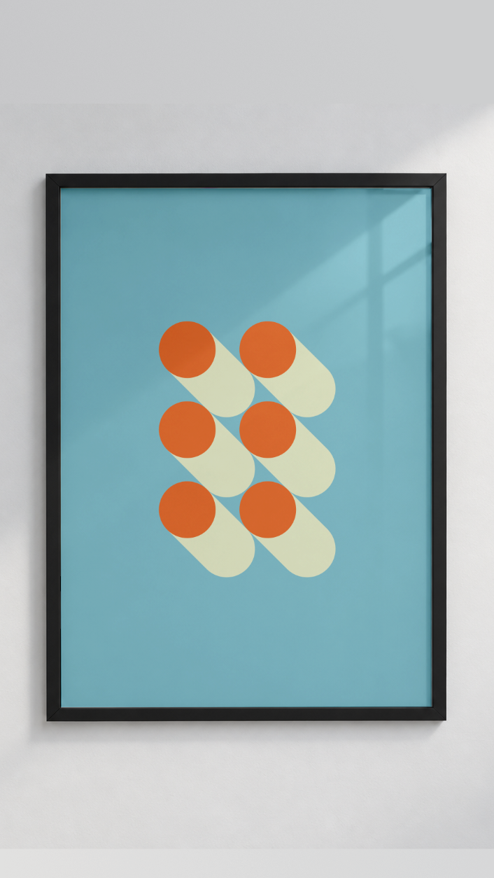 Bauhaus - Mid-Century Geometric Circles Framed Art Print