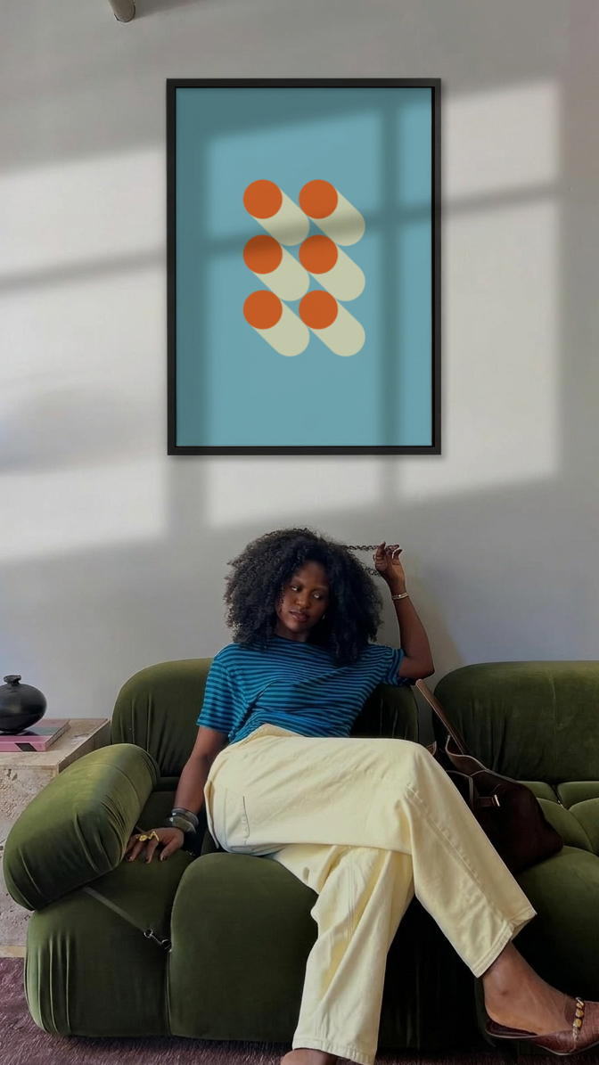 Bauhaus - Mid-Century Geometric Circles Framed Art Print