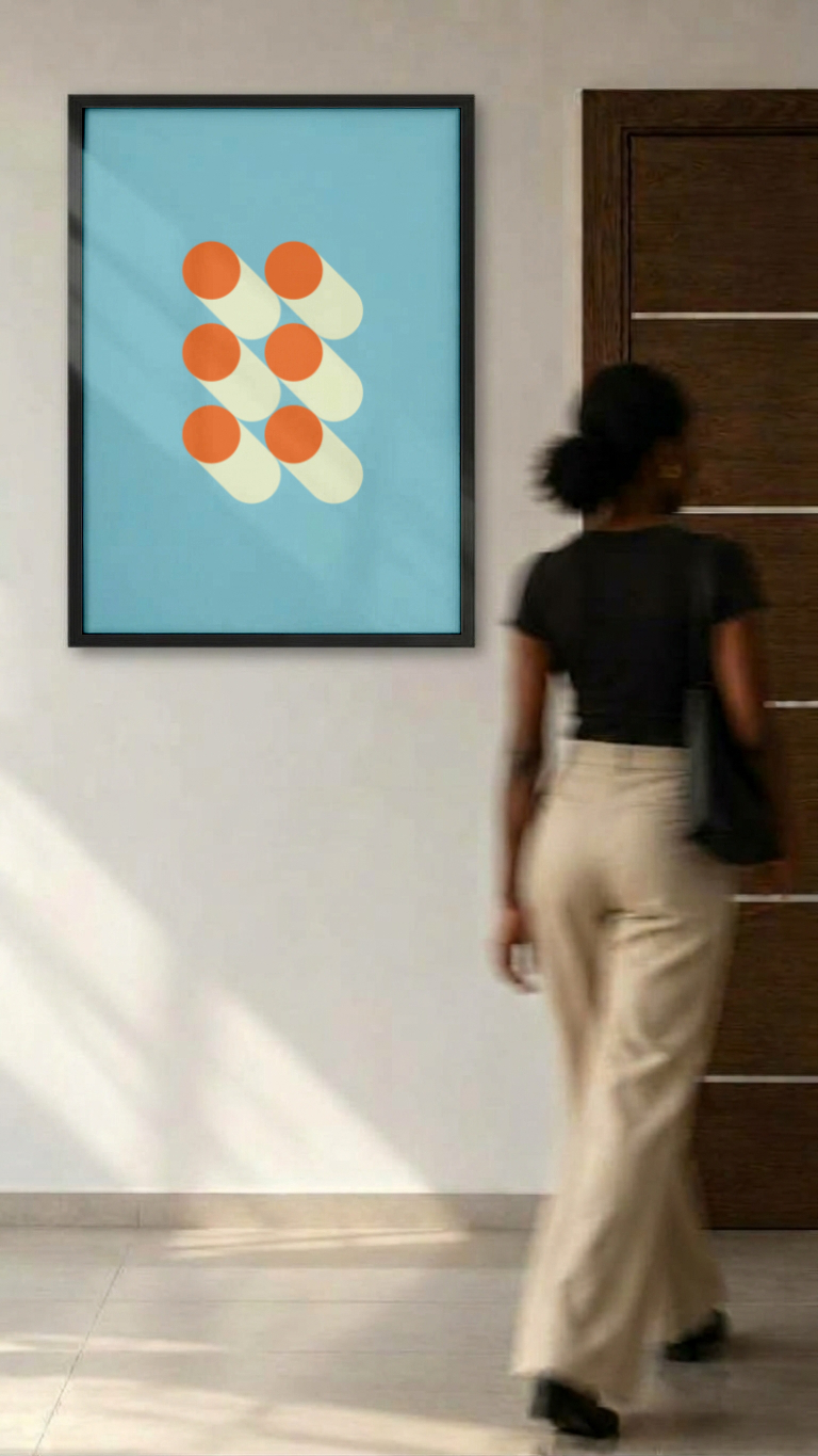 Bauhaus - Mid-Century Geometric Circles Framed Art Print
