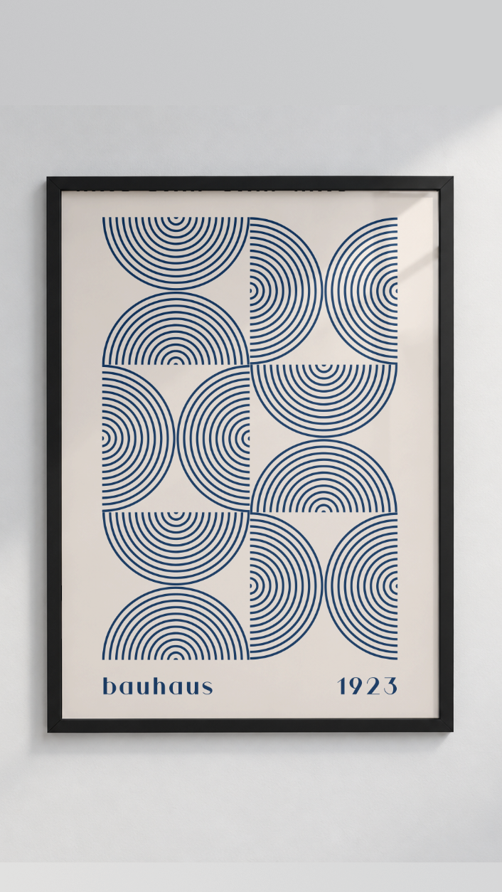 Bauhaus Frankfurt Oktober 1923 – Concentric Semicircle Line Art Framed Print