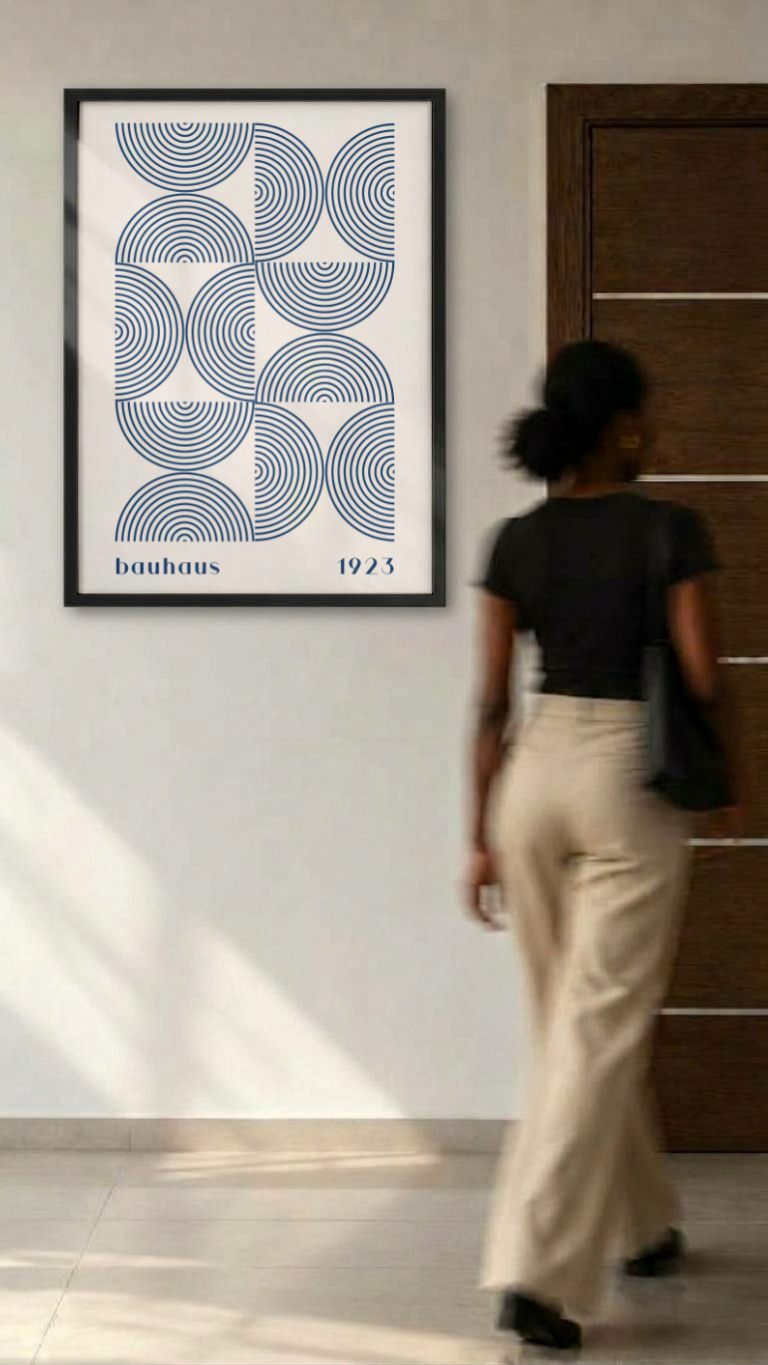 Bauhaus Frankfurt Oktober 1923 – Concentric Semicircle Line Art Framed Print