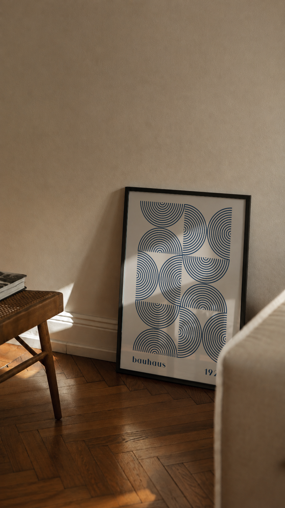 Bauhaus Frankfurt Oktober 1923 – Concentric Semicircle Line Art Framed Print