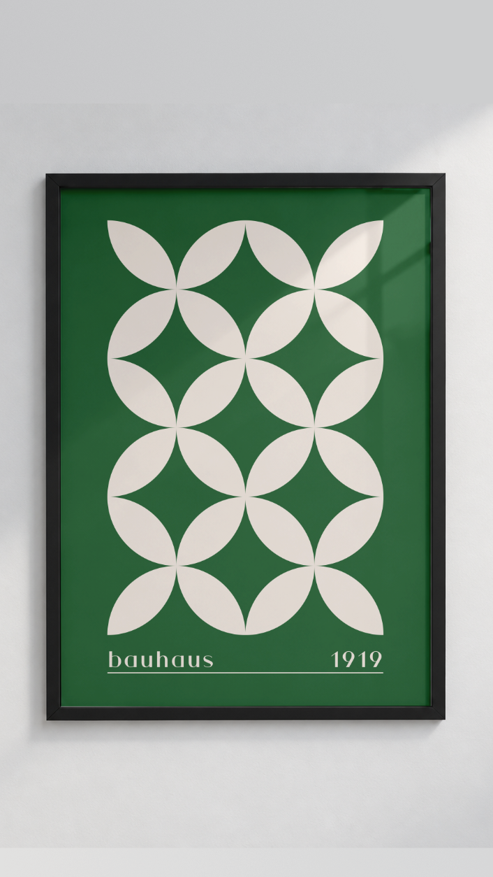 Bauhaus 1919 – Black Interlocking Circles Framed Art Print
