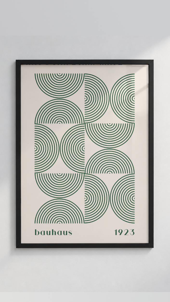 Bauhaus Frankfurt Oktober 1923 – Concentric Semicircle Line Art Framed Print