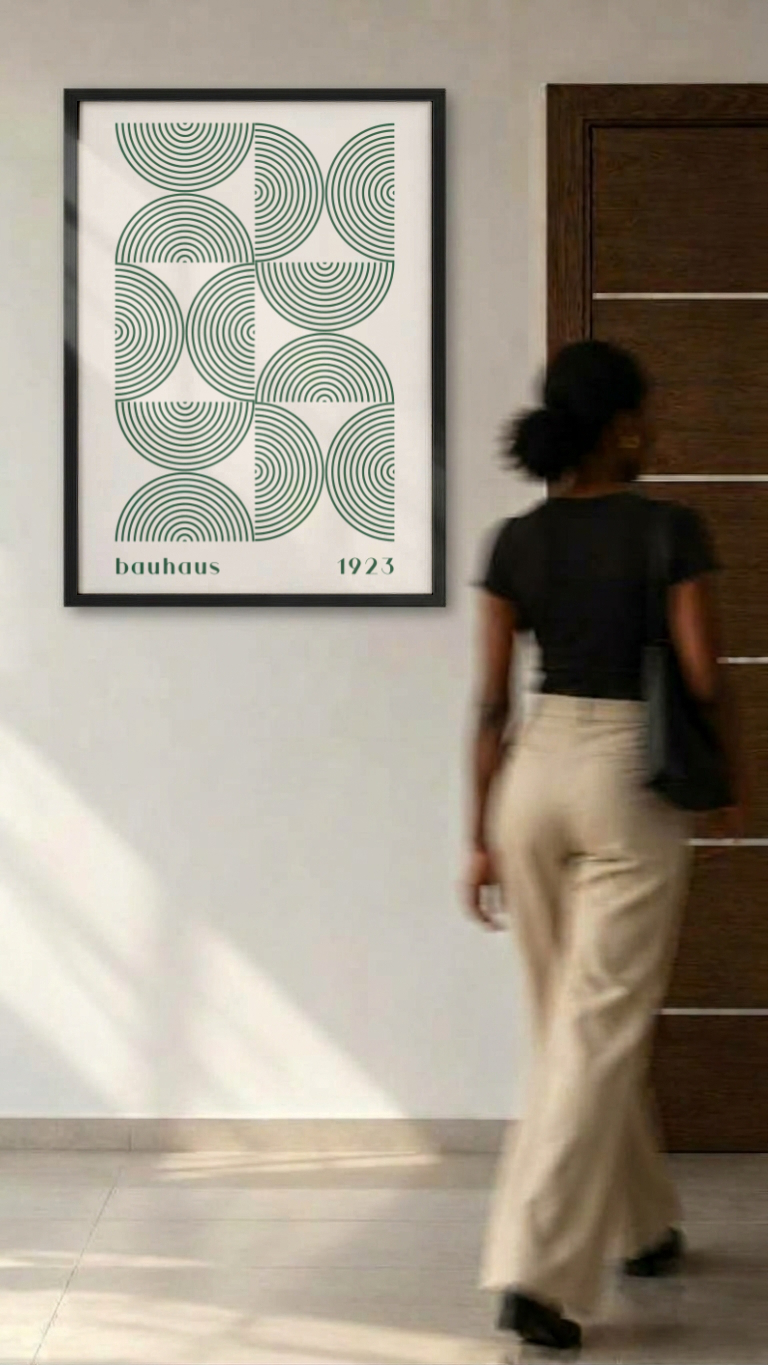 Bauhaus Frankfurt Oktober 1923 – Concentric Semicircle Line Art Framed Print
