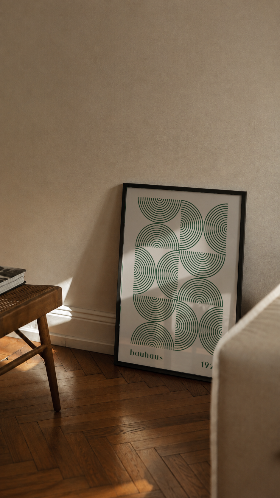 Bauhaus Frankfurt Oktober 1923 – Concentric Semicircle Line Art Framed Print