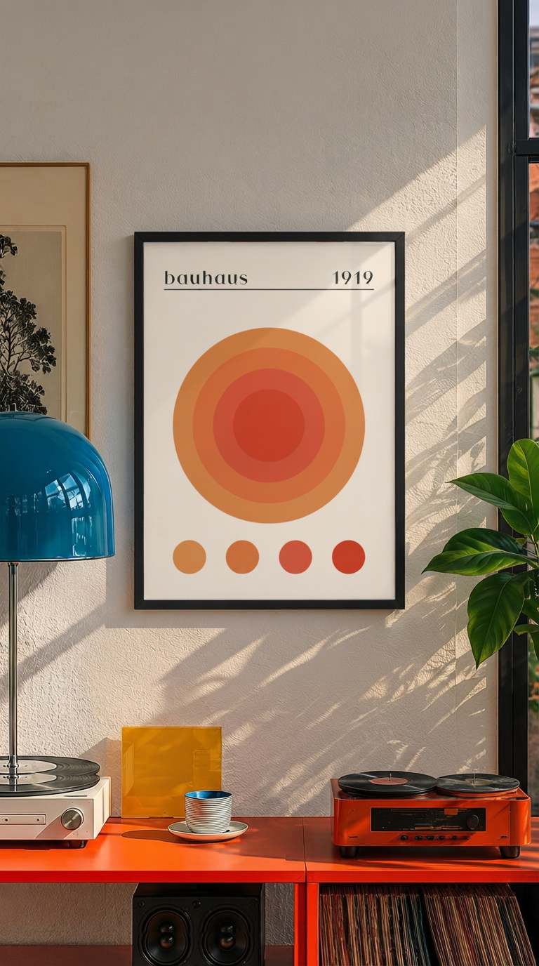 Bauhaus 1919 – Concentric Circles Sunset Framed Art Print
