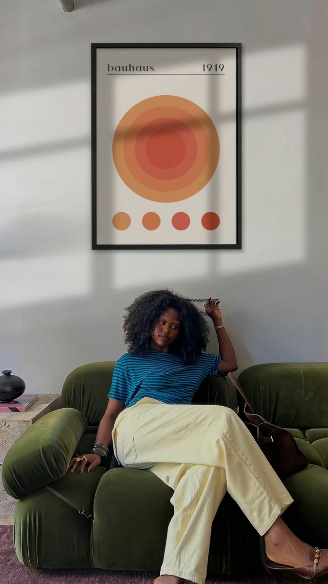 Bauhaus 1919 – Concentric Circles Sunset Framed Art Print
