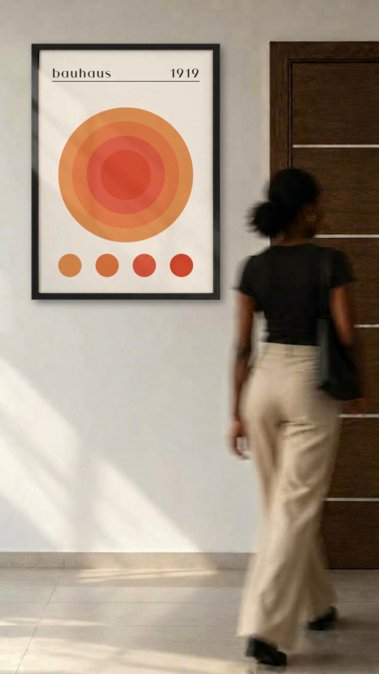Bauhaus 1919 – Concentric Circles Sunset Framed Art Print