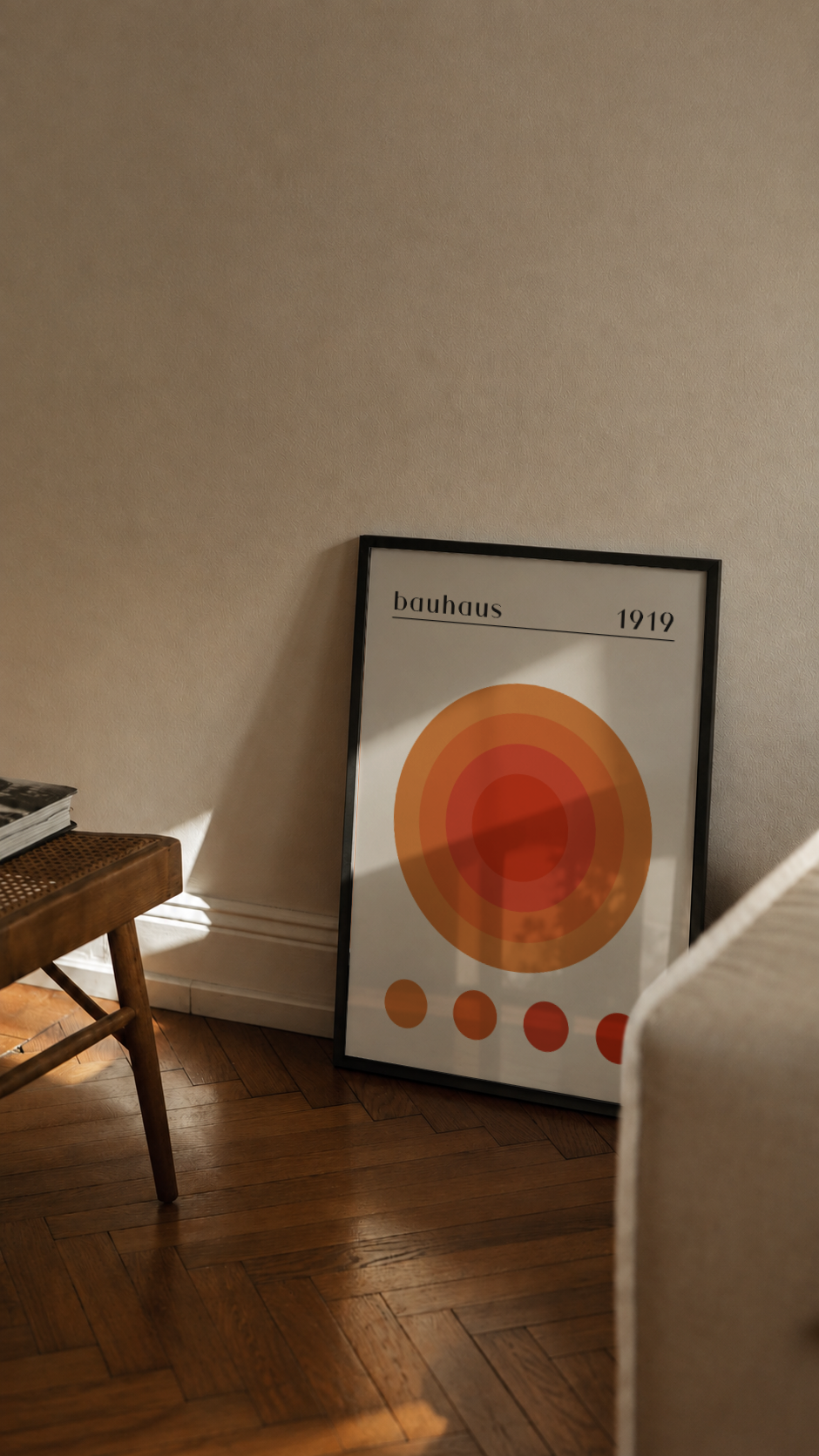 Bauhaus 1919 – Concentric Circles Sunset Framed Art Print