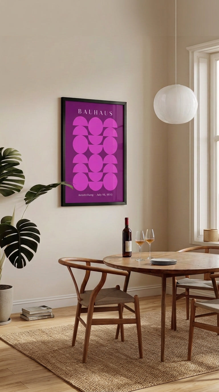 Bauhaus 1923 – Electric Geometric Semicircles Framed Art Print