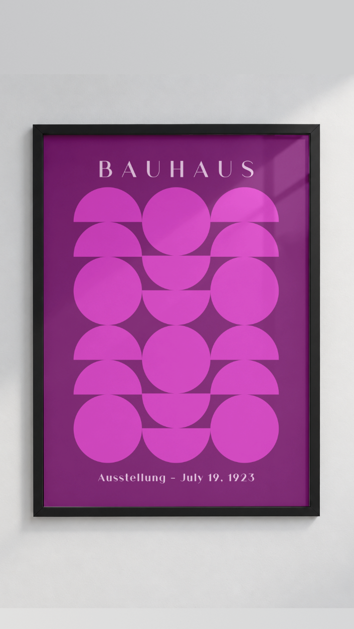 Bauhaus 1923 – Electric Geometric Semicircles Framed Art Print