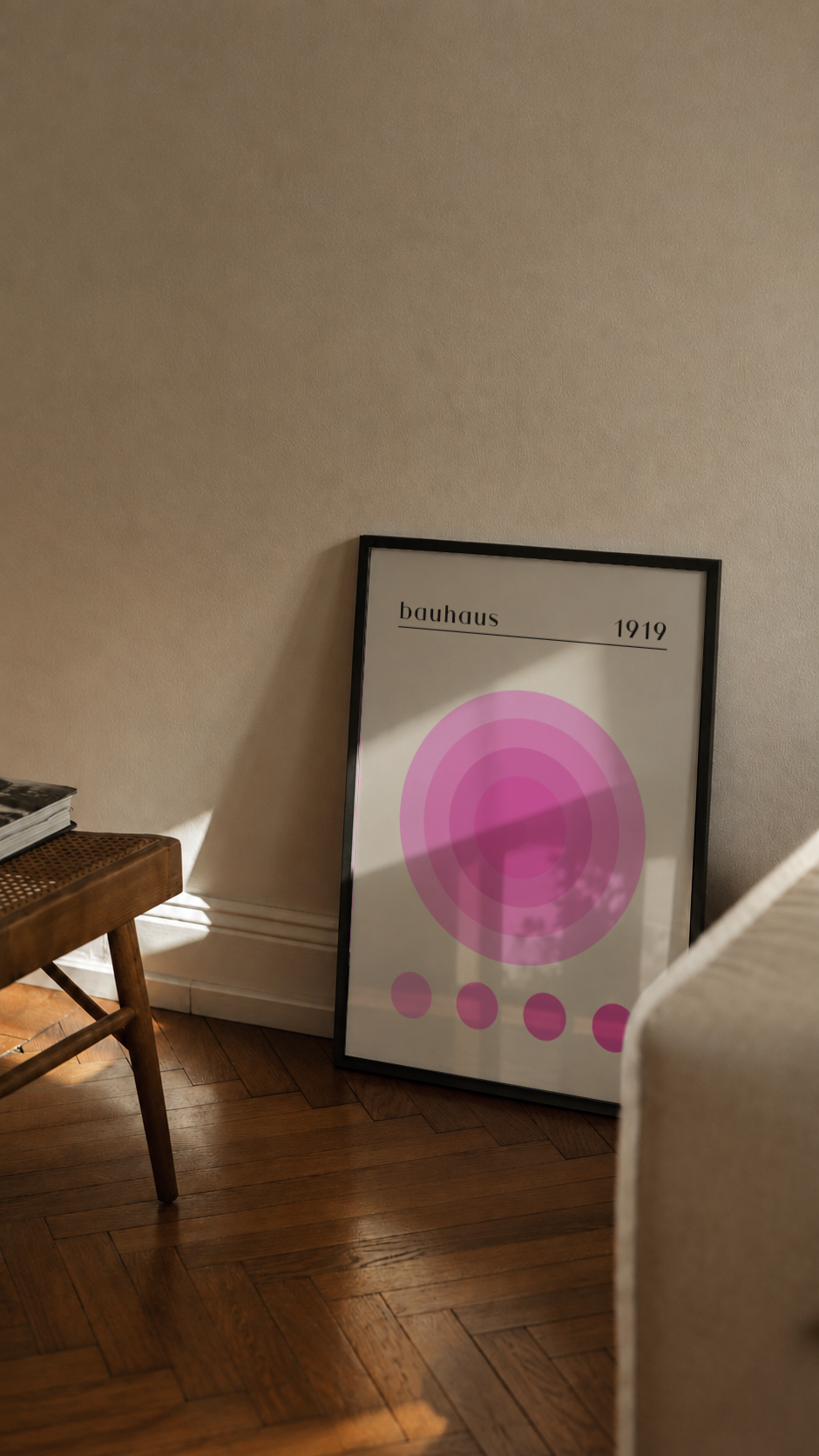 Bauhaus 1919 – Concentric Circles Sunset Framed Art Print