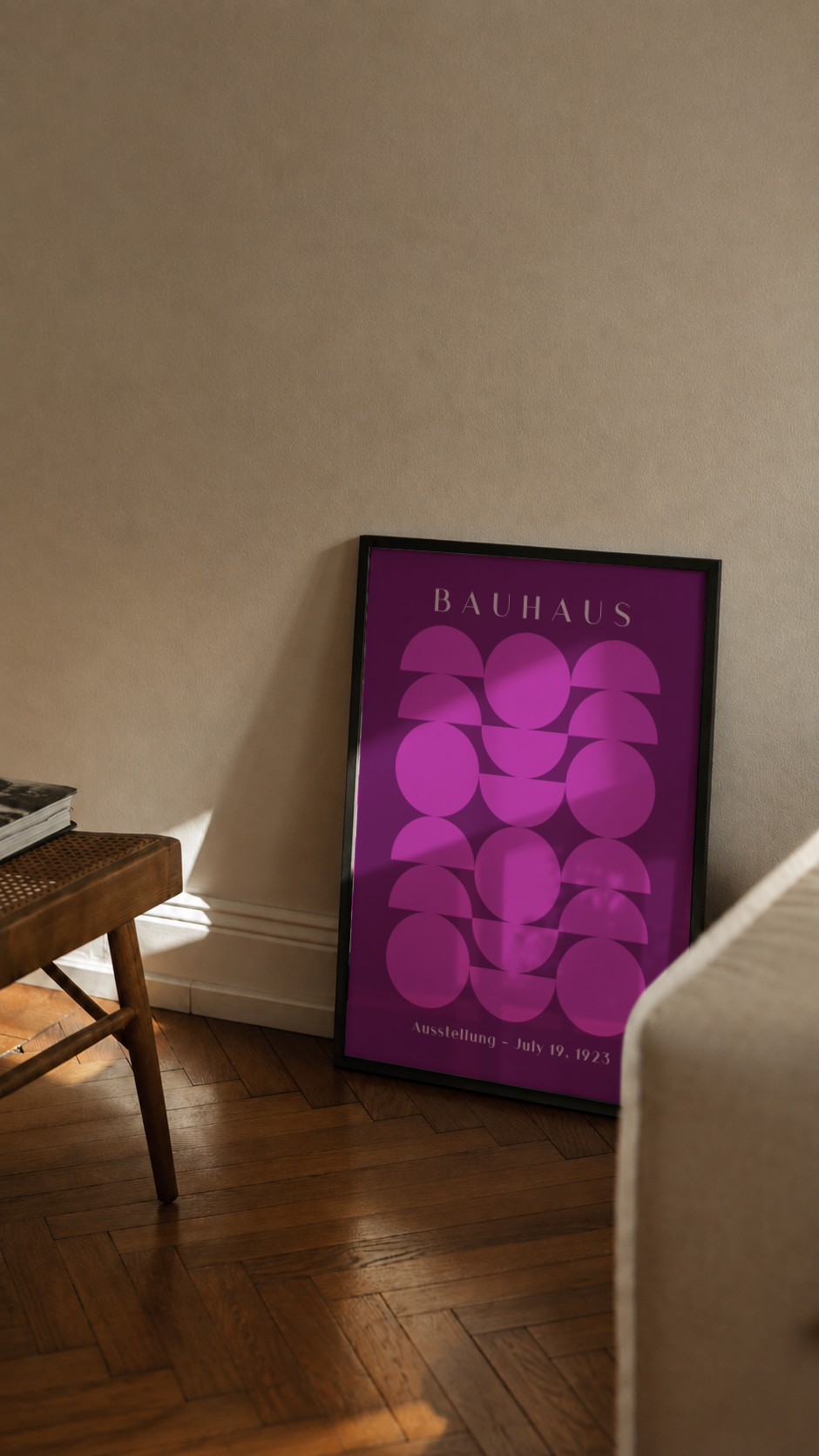 Bauhaus 1923 – Electric Geometric Semicircles Framed Art Print