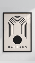 Bauhaus – Concentric Arch & Sun Minimalist Framed Art Print