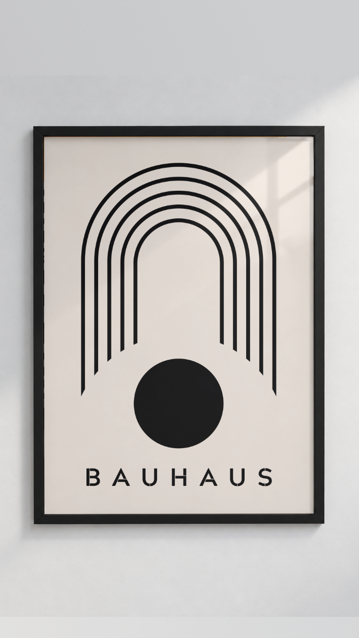 Bauhaus – Concentric Arch & Sun Minimalist Framed Art Print