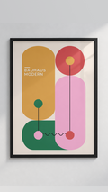 Bauhaus Modern – Colorful Geometric Shapes Framed Art Print