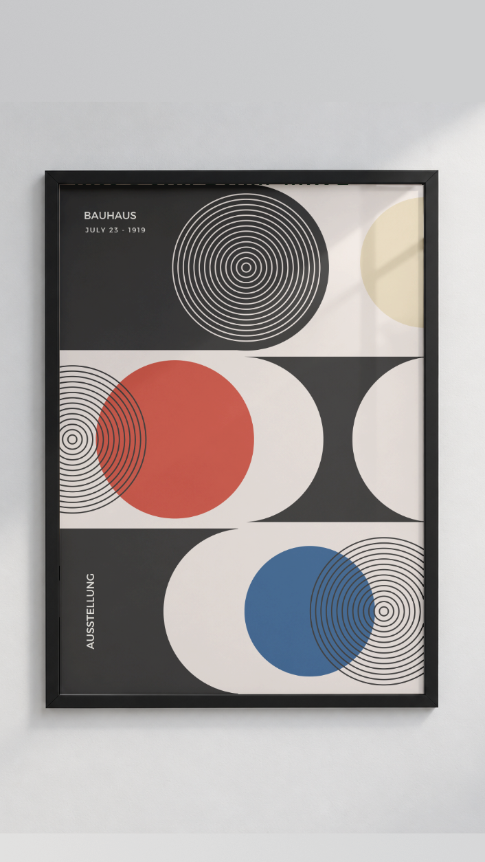 Bauhaus Ausstellung July 1919 – Concentric Circles Color Block Framed Art Print