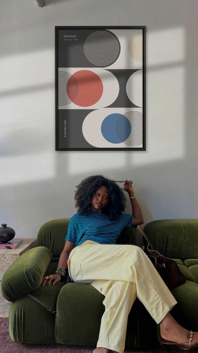 Bauhaus Ausstellung July 1919 – Concentric Circles Color Block Framed Art Print