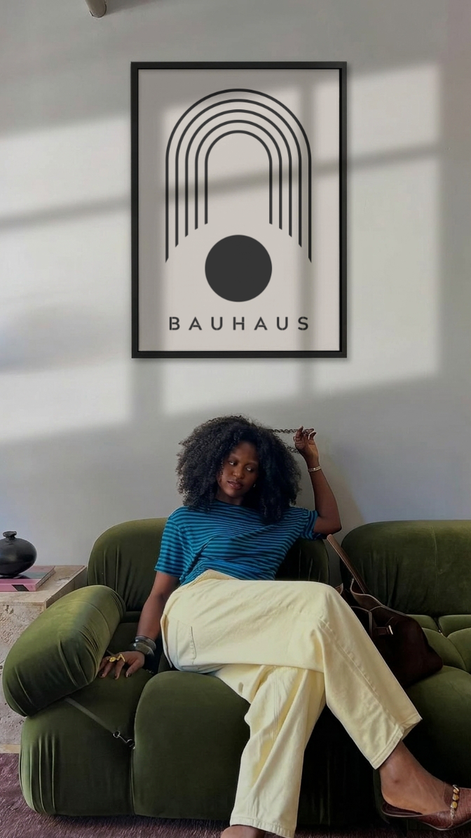 Bauhaus – Concentric Arch & Sun Minimalist Framed Art Print