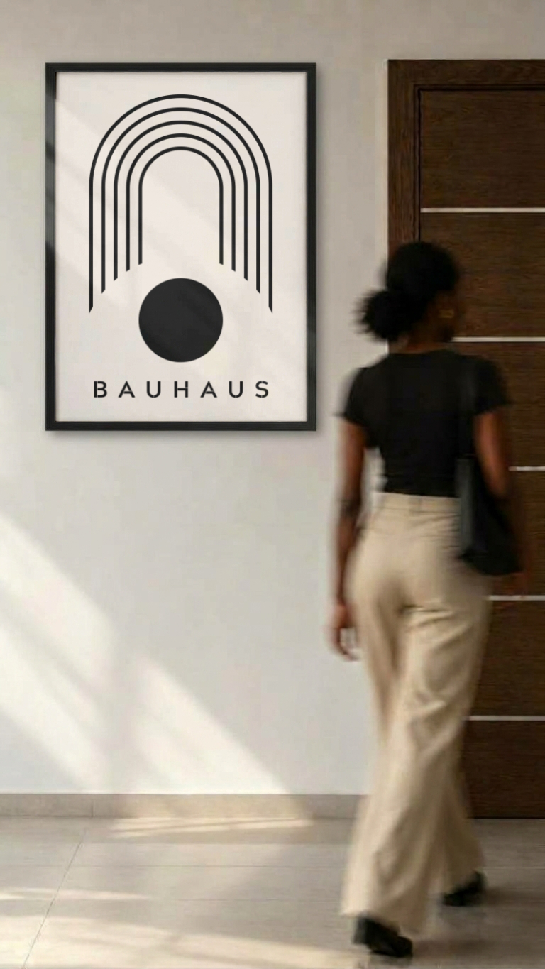 Bauhaus – Concentric Arch & Sun Minimalist Framed Art Print