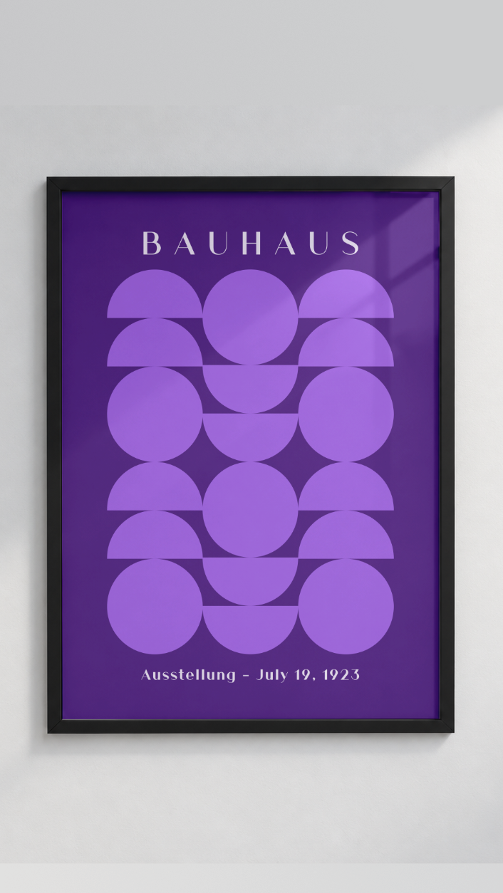 Bauhaus 1923 – Electric Geometric Semicircles Framed Art Print