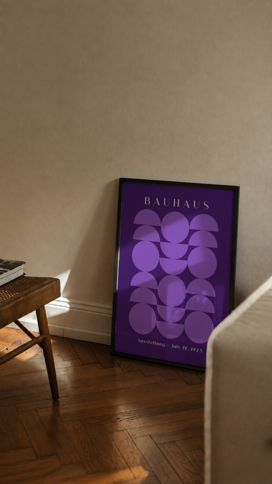 Bauhaus 1923 – Electric Geometric Semicircles Framed Art Print